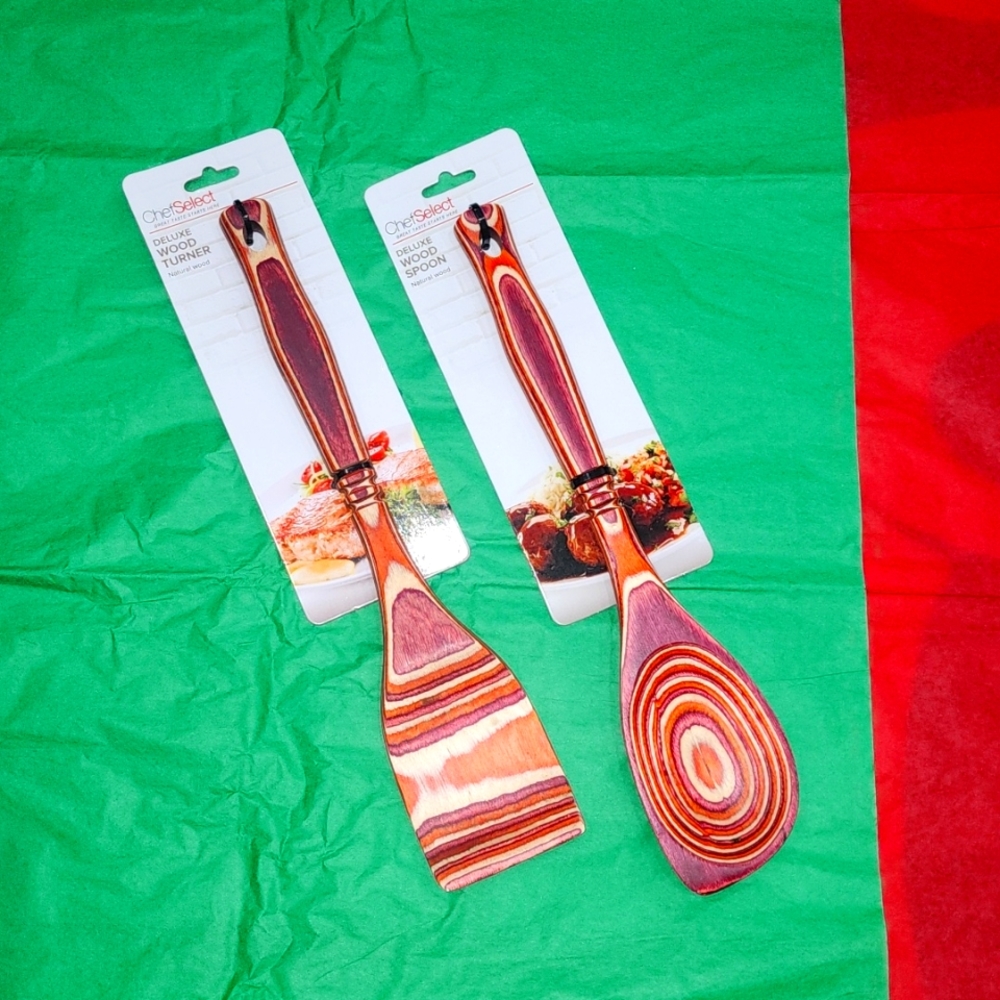 New set of 2 heavy duty wooden spoons